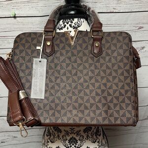 Brown Geometric Shoulder Bag